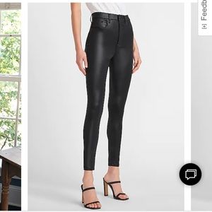 Express skinny high rise black coated jean
